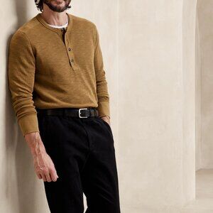Double-Knit Henley T-Shirt - HORSE HAIR #734154